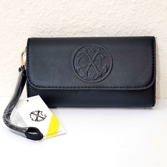 Christian Lacroix Handbags - CXL by Christian Lacroix Black Small Clutch Wristlet Purse Park Smooth NWT